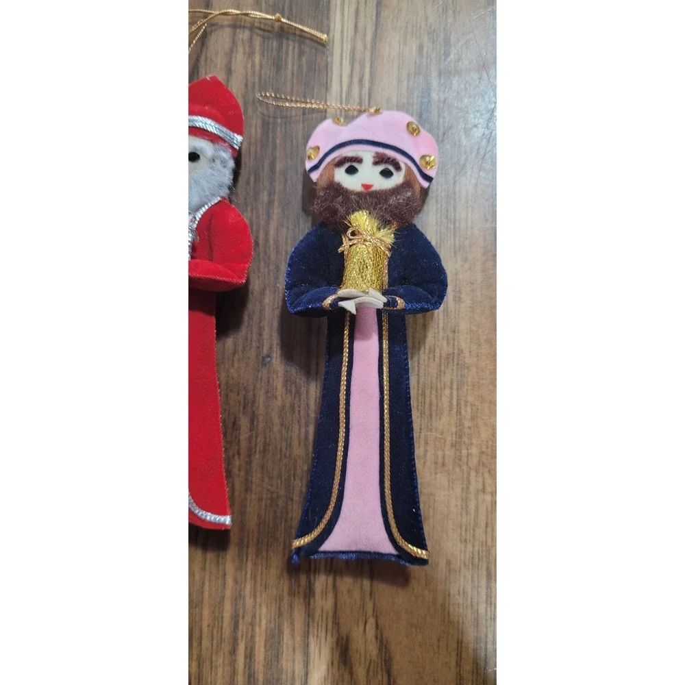 Vintage 3 Wisemen felt and fabric ornaments